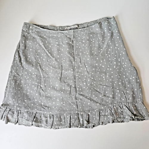 Abercrombie & Fitch Women Green Polka Dot Skirt L Ruffle Hem Lightweight Boho - Picture 5 of 11