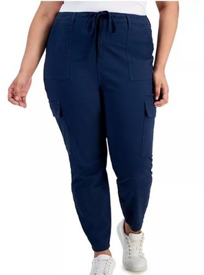 Celebrity Pink Plus Size Skinny Leg Drawstring Cargo Pants Moonlight Navy NWT