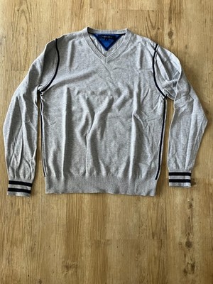 Hilfiger Strickpullover grau mit blauen Streifen Gr. M top
