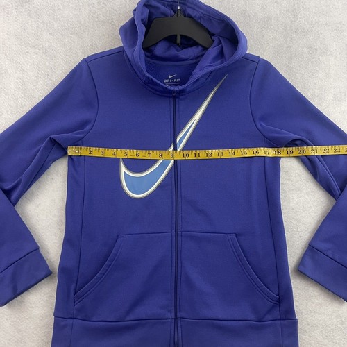 Nike Hoodie Youth Size XL Girls Purple Blue Logo Full Zip Drawstring - Picture 11 of 14