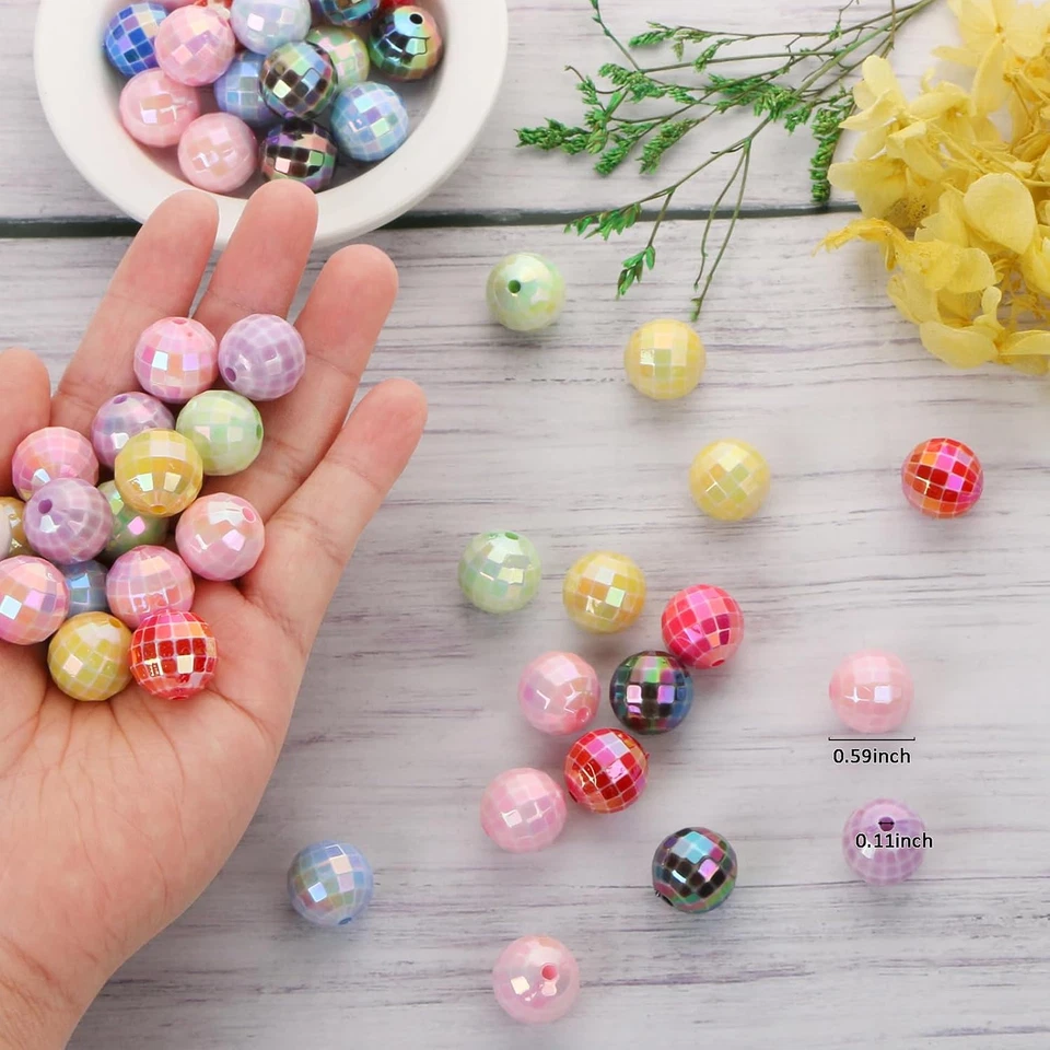 50PCS 16Mm Acrylic Beads Colorful Disco Ball Beads Ab Color Bead for Jewelry Mak - image 3 of 4