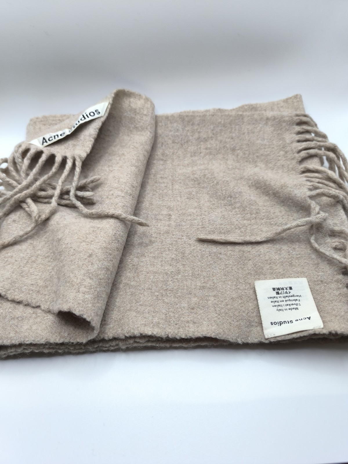 Acne Studios Long Preloved Scarf Lovely Oatmeal Colour image 10