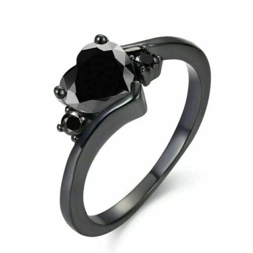 2Ct Lab Created Black Diamond Solitaire Engagement Ring 14k Black Gold Finish - Picture 4 of 6