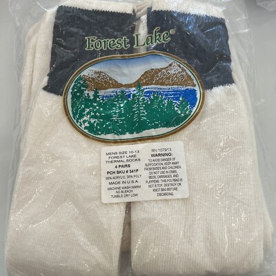 VTG Socks Lot 4 Pairs Forest Lake Thermal Acrylic Made USA 10-13 80's 70s NOS