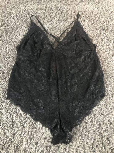 NWT Avidlove Lace Teddy Bodysuit Womens XL Black Plunge Neckline Snap Crotch - Picture 6 of 19