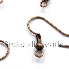 Lot of 50 Nickel Free Antiqued Finish Ball & Coil Fish Hook Earring Findings