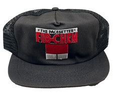 Vintage Fib-Chem Hat Cap Snap Back Patch 80s Made In USA Farm Auto Faded Black