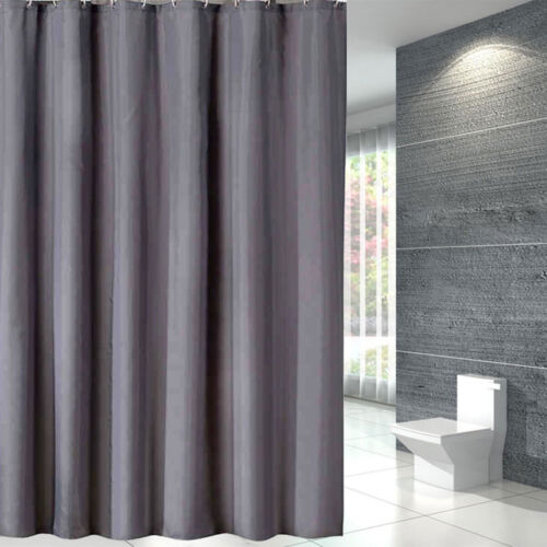 Extra Long Fabric Shower Curtain Waterproof With Hooks Weighted Hem 180x200cm AU - Picture 3 of 23