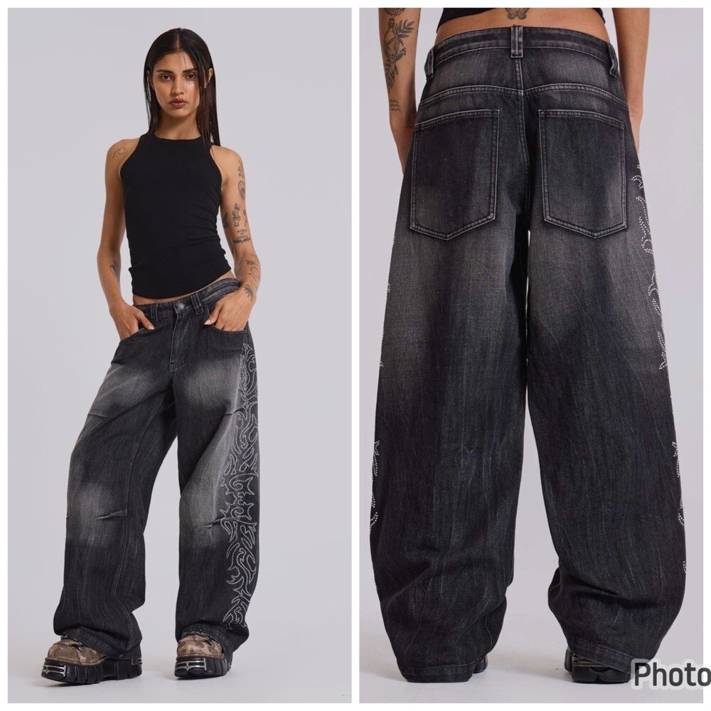 パンツ Crystalline Colossus Jeans JADED LONDON Shop Sandblast Blue Wash Colossus Jeans | Jaded London