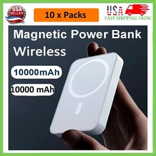 10 x 10000mAh Power Bank Magnetic Battery Pack Wireless Charger iPhone 16/15/14