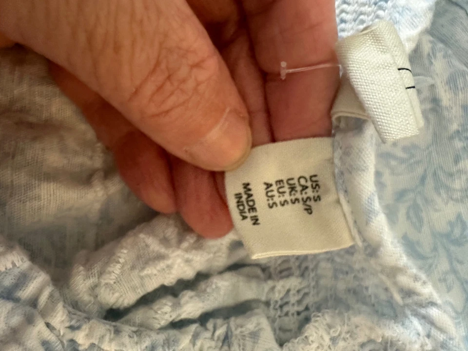 JOIE синий со сборками вышитый хлопок верхний женщин S - Изображение 4 из 4