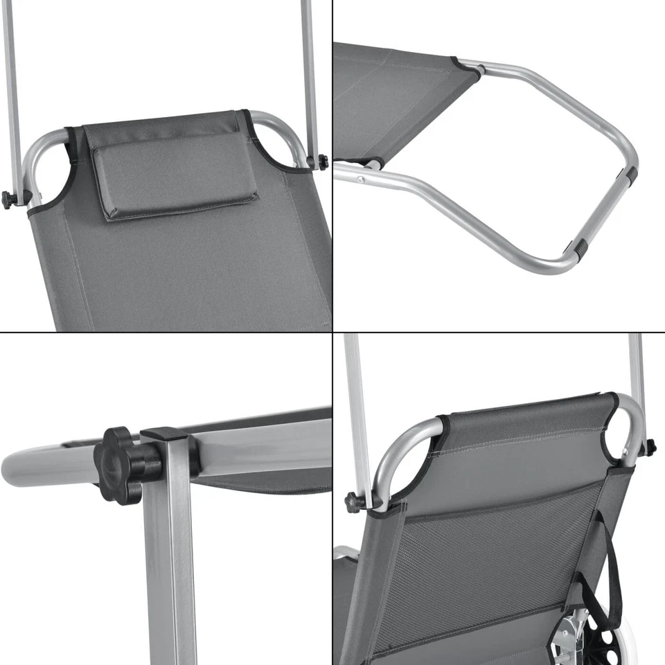 Sdraio SPIAGGIA MARE IN ALLUMINIO CON RUOTE POGGIATESTA PARASOLE REGOLABILE - Immagine 3 di 4