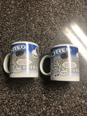 Houston Harvest Oreo Cookie Milk Mugs Lot of 2 - Funny Comic Facts Coffee Cups