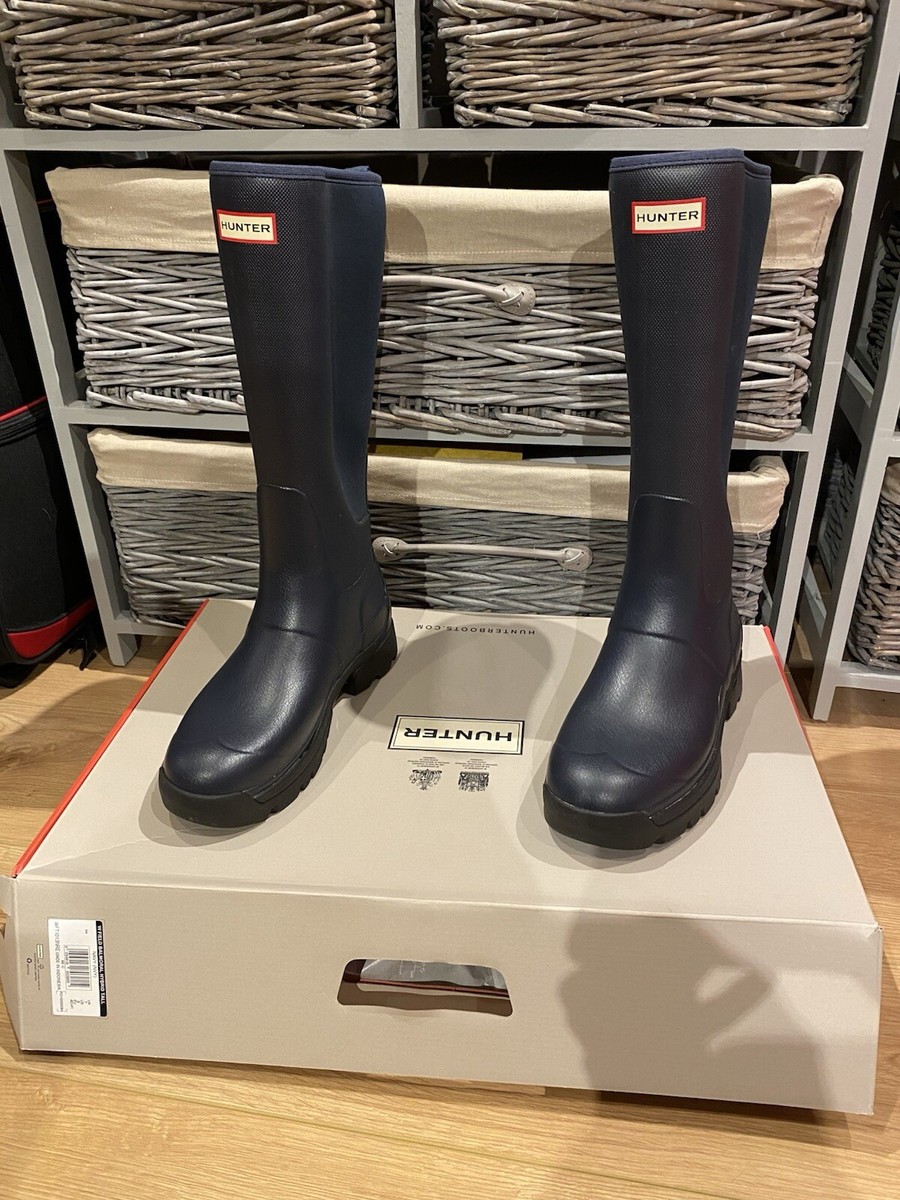 Hunter Womens Field Balmoral Hybrid Tall Wellington Navy UK