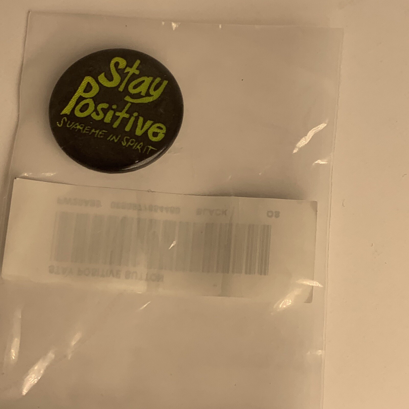 Supreme FW20 Stay Positive Pin Button Black Green NEW