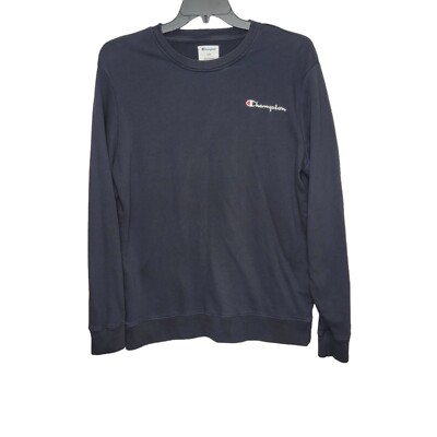 Champion Lightweight Sweatshirt Crewneck Mens Size Large Stitched Logo Navy  Blue