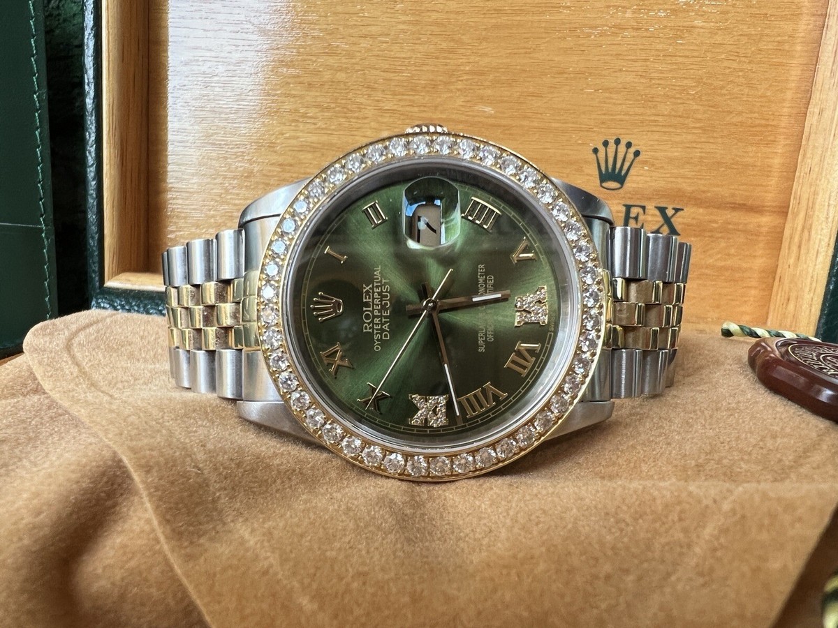 Rolex 36mm Datejust 16233 Two Tone 18k Gold Diamond Bezel