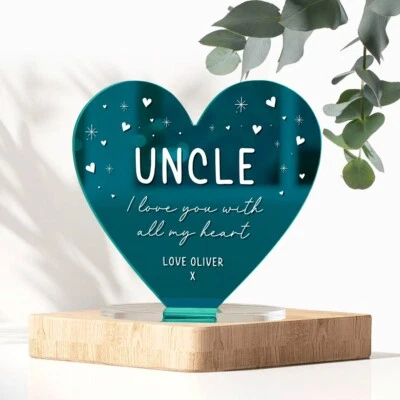 LASER MADE OCCASIONS Personalised Heart For Uncle, Birthday or Christmas Ornament Gift with Message
