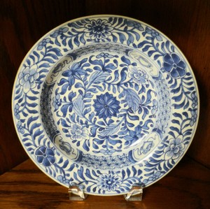 Chinese export blue white floral pattern soup bowl KangXi Yongzheng or Qianlong