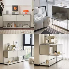 Classic Accent Modern Storage Cabinet Metal Sideboard Shelf Organizer Free Stand