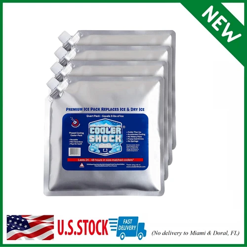 Cooler Shock Reusable Ice Packs for Cooler - Long Lasting Cold Freezer Packs for