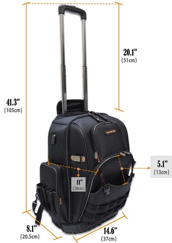 72Pockets Rolling Tool backpack, Large tool bag with wheels, Rolling Electric... - Picture 8 of 9