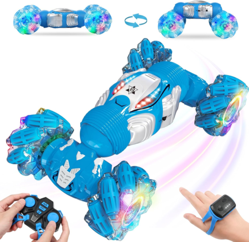 Boys Aged 6-12 Birthday Gift Ideas- Gesture Sensing RC Stunt Car Toy for Kids, H - Picture 11 of 12