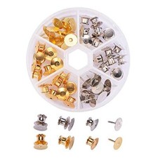 60 Count Colors Clutch Pin Backs with Tie Tacks Blank Pins Gold  Platinum