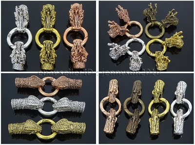 Bracelet Necklace Cord End Clasp Solid Metal Animal Head Gold Silver Bronze Rose