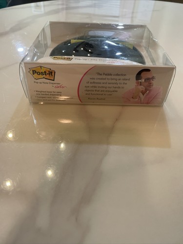 Post It Pop Up Note Dispenser 3m x Karim Rashid Pebble Collection Black Weighted - Picture 4 of 10