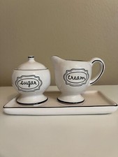 RAE DUNN SUGAR AND CREAMER SET VINTAGE STYLE W/ RECTANGLE SAUCER NWT 