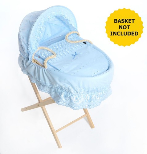 Broderie Anglaise Spare Replacement Moses Basket Dressing Cover Hood Bedding Set - Picture 5 of 36