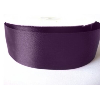 PLUM 50 YD ROLL DOUBLE FACE SATIN RIBBON 1 1/2'' 