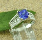 18k Solid White Gold Natural Diamond & AAA Cushion Cut Tanzanite Ring 2.60 ct — photo 5