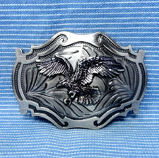 Western Eagle Scroll Belt Buckle Cowboy Cowgirl Sportsman Vtg 90s    .TYC340
