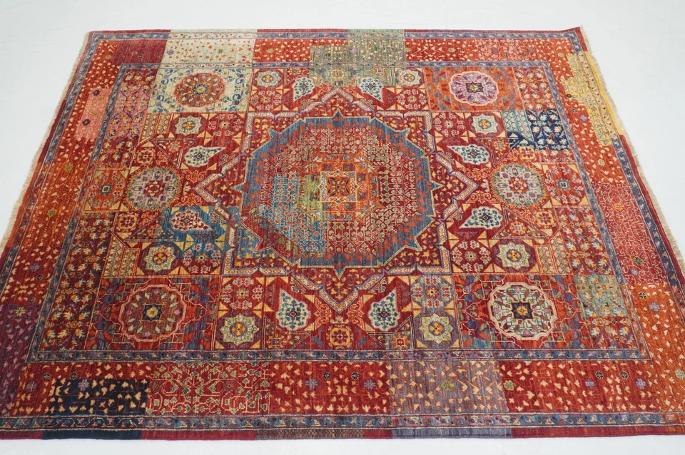 5 x 7 ft Red Mamluk Afghan Hand Knotted Medallion Area Rug - Image 3 of 4