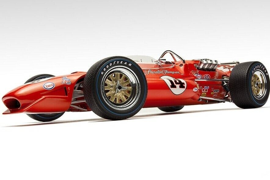 Ferrari Engine in 1967 Race Car w/Gold Wheel Rims 1:18 Scale Custom Metal Model