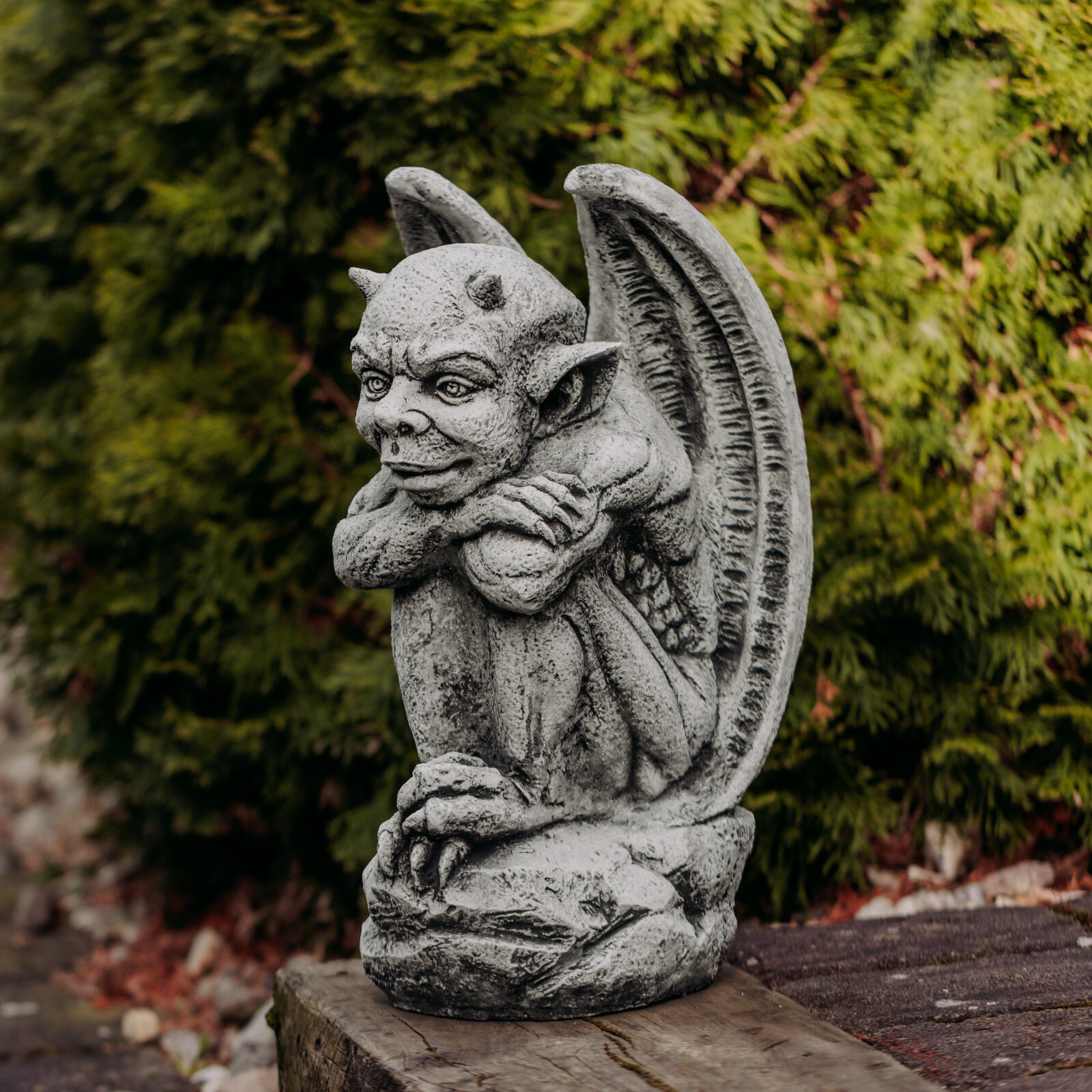 Gargoyle Gatekeeper Guard Stone Figure 46cm 21kg Grey Concrete Frost Proof