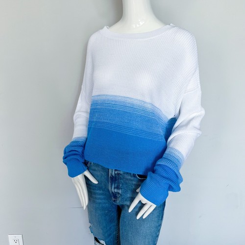 NWT | Abound | Knit Crop Top Large Long Sleeve Sweater White Blue Gradient