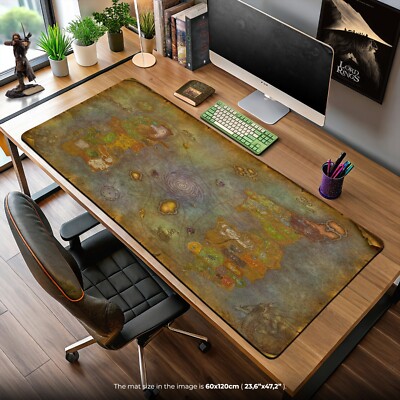 World of Warcraft Azeroth Map Desk Mat - WoW Mouse Pad for Gamer Setup Decor
