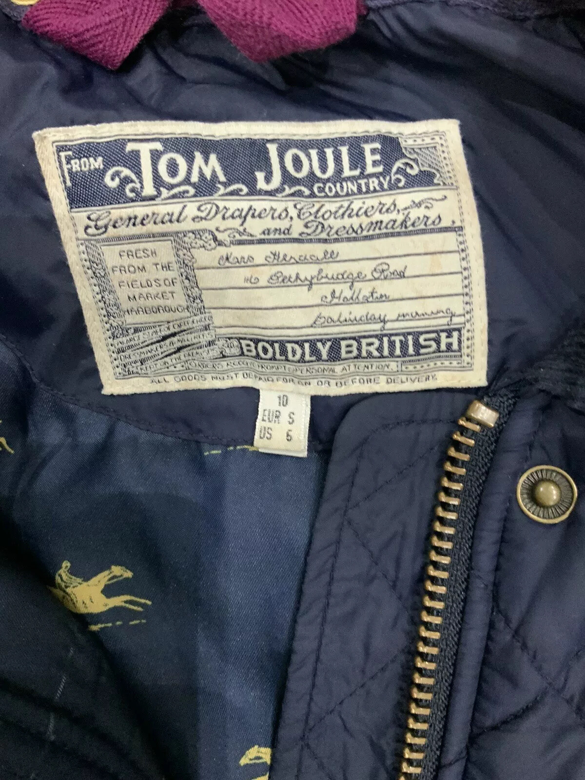 Women’s Tom And Joule Blue Quilted Jacket Size 10 Gem