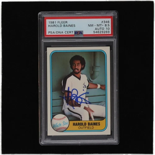 Harold Baines Signed 1981 Fleer #346 RC (Card graded PSA 8.5 & Autograph graded