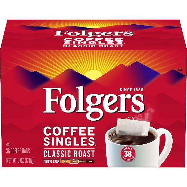 Folgers Coffee Singles Classic Roast Coffee Bags, 38 count, 6 oz eBay
