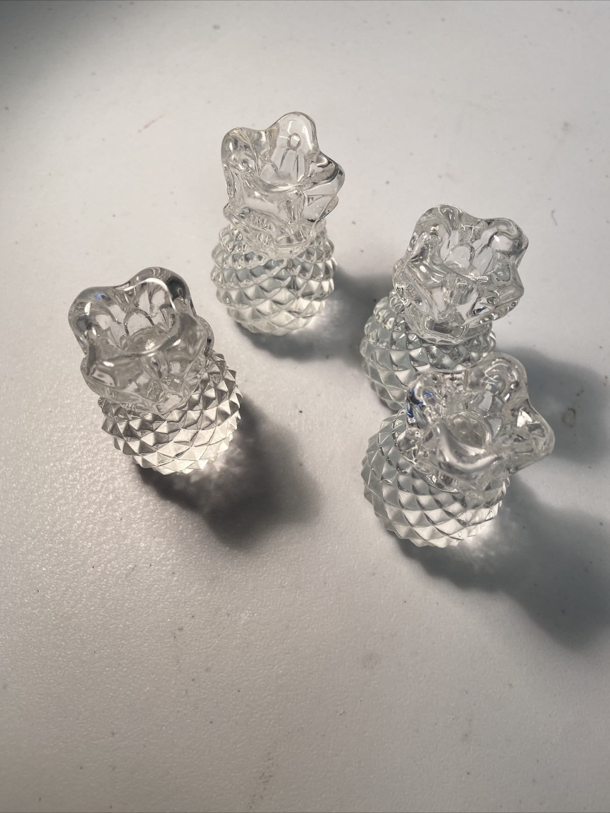 Glass Crystal Pineapple Birthday Candle Holders Small Candle Tropical set of 4