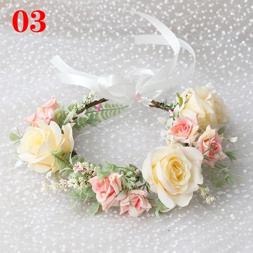 Flowers Headband Head Garland Hair Band Crown Wreath Festival Boho Beach Wedding - Picture 24 of 49