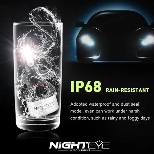 H7 LED Headlight NIGHTEYE 72W 9000LM Bulbs Kit 6500K White Canbus Error Free x2 - Picture 6 of 11