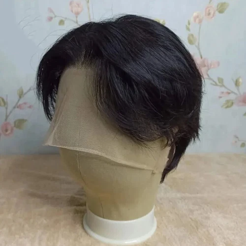 Deep Part Human 头发假发男式短 Bob Cut 蕾丝前男性假发预拔 - 第 3 张/共 11 张