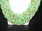Vintage Colorful Green Chunky Beaded Multi Strand Ladies Statement Necklace 10" — photo 2