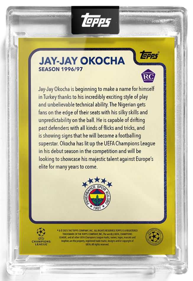 JAY-JAY OKOCHA SIGNED LOST ROOKIE TOPPS AUTO SOCCER FUTBOL CARD