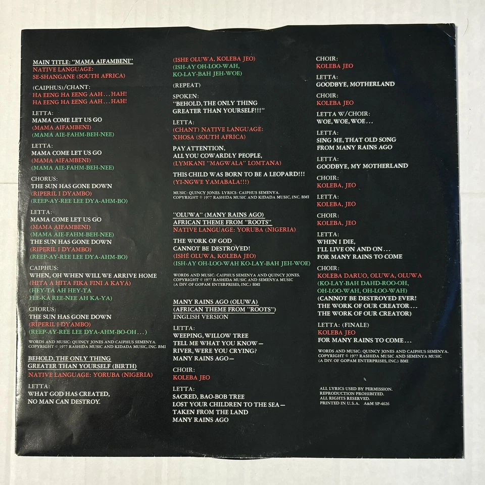 Roots Vinyl Record Movie Soundtrack A&M SP-4626 1977 VG Foto 4 de 4